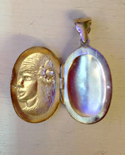 Vintage Silver Locket, Fairy Locket, Vintage Jewelry, Silver Pendant, Keepsake Jewelry, Sterling Silver, Vintage Necklace, Flower, Girl