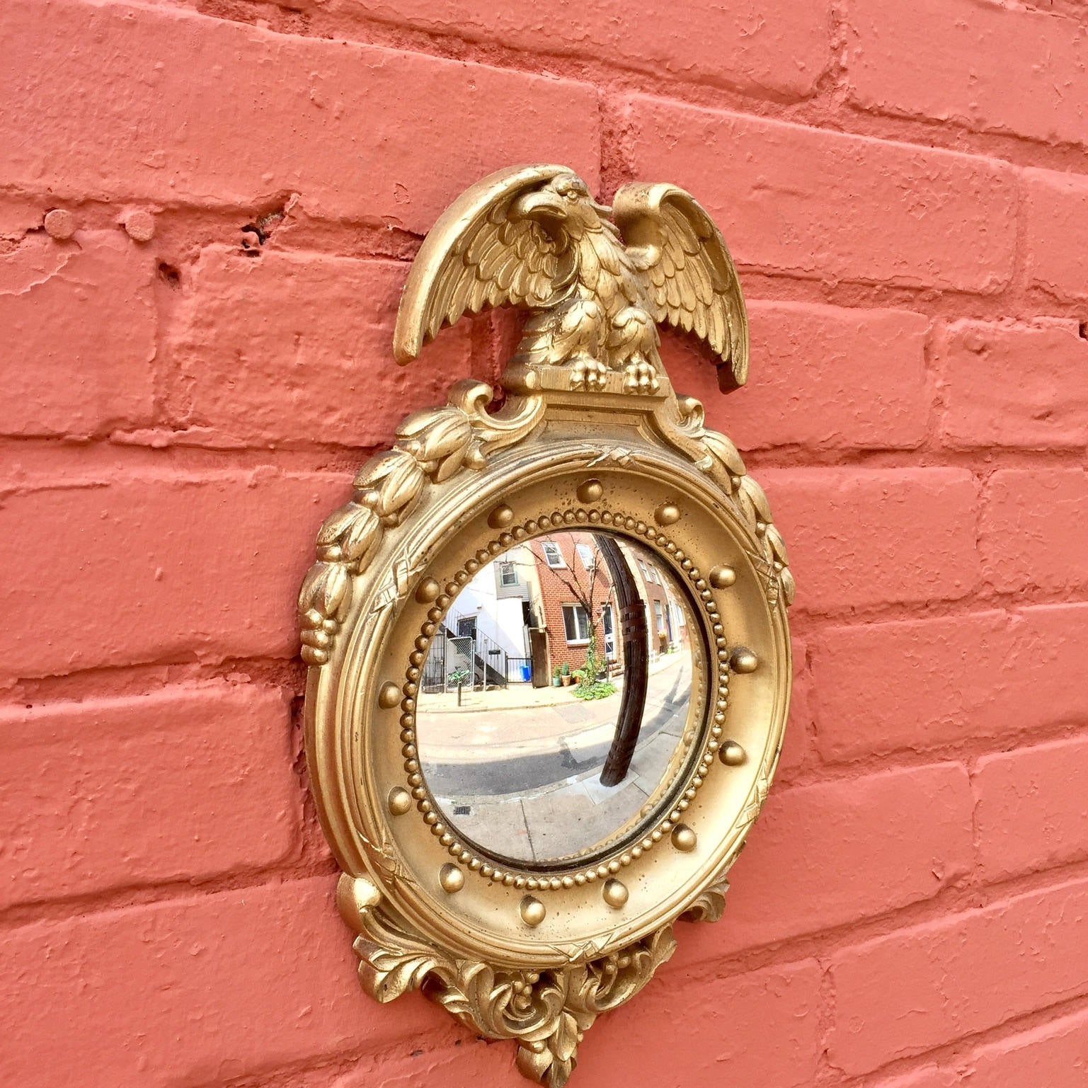 Regency Mirror | Regency Style Mirror | Convex Mirror | Gold Frame | Eagle Mirror | Eagle | Hollywood Regency | Mirror | Vintage Mirror