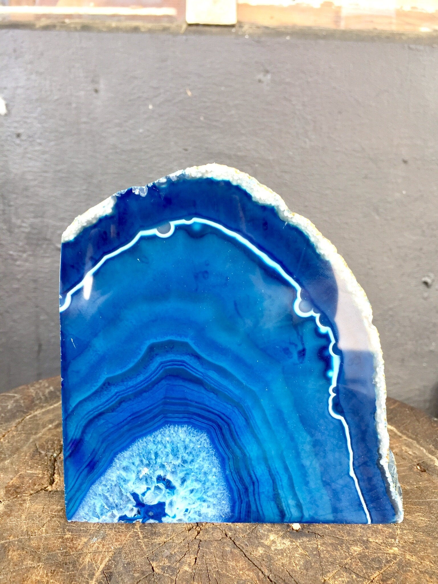 Geode Bookends | Geodes | Blue Agate Geodes | Blue Agate | Books | Book Ends | Vintage Book Ends | Blue Agate | Natural Stone Book Ends
