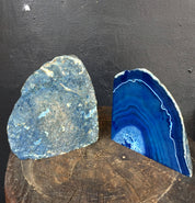Geode Bookends | Geodes | Blue Agate Geodes | Blue Agate | Books | Book Ends | Vintage Book Ends | Blue Agate | Natural Stone Book Ends