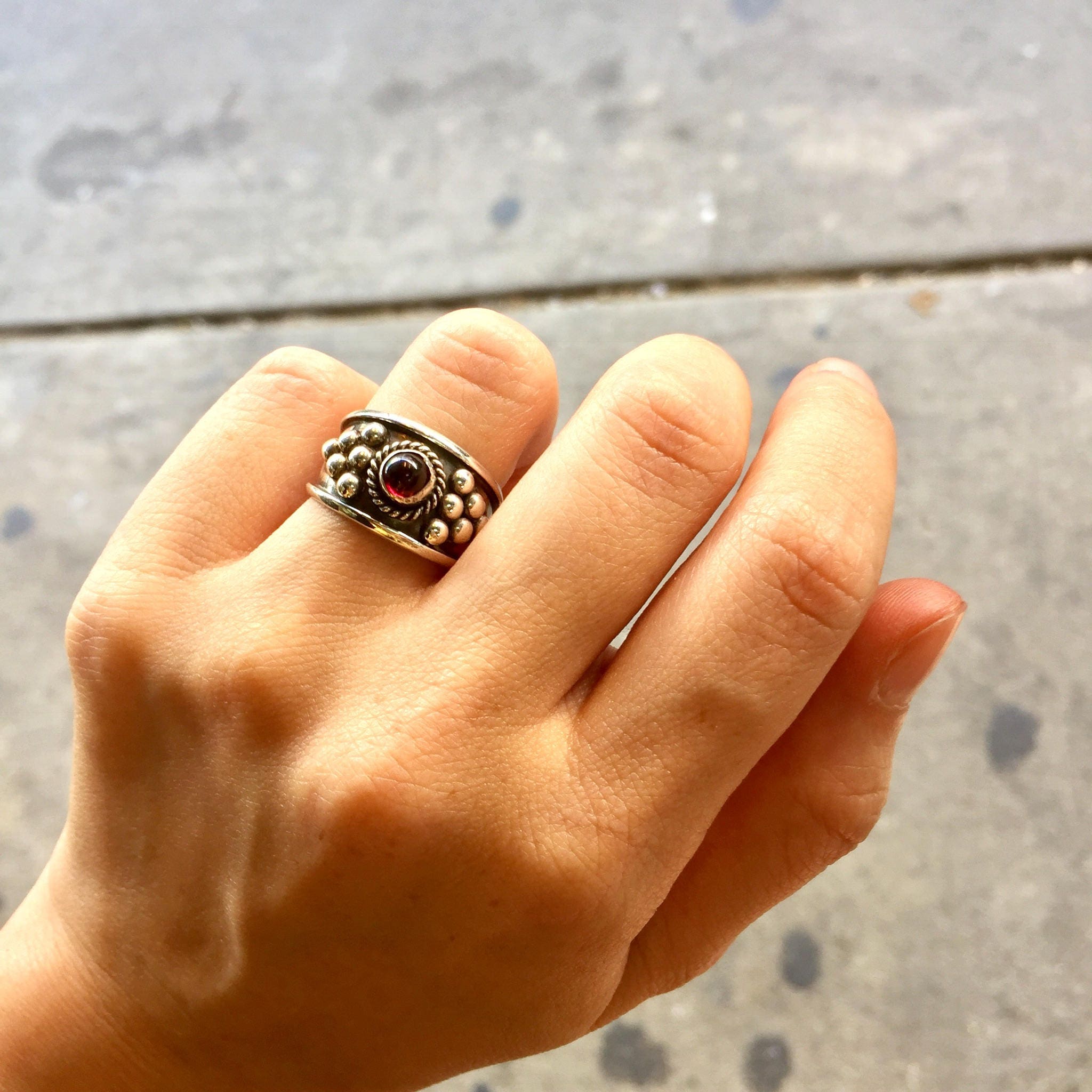 Vintage Silver Ring, Vintage Jewelry, Sterling Silver, Red Gemstone, Garnet Jewelry, Gothic Jewelry, Celtic Jewelry, Red Jewelry, Garnet