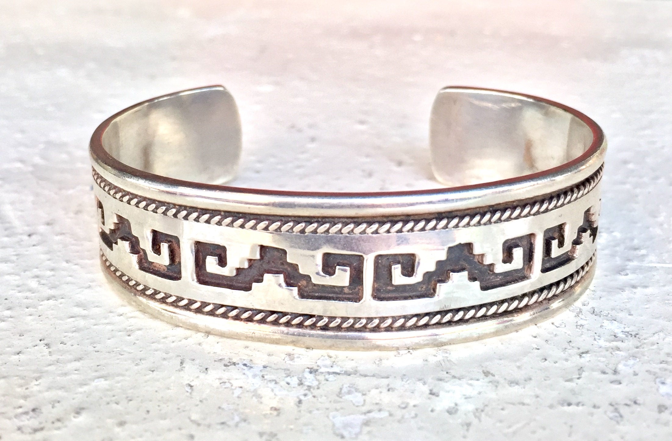 Sterling | Silver | Mexican | Aztec | Cuff | Bracelet | Jewelry | Vintage
