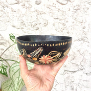 Engraved Gourd Bowl | Etched | Floral | Ethnic | Handmade Bowls | Vintage Home Decor | Rustic Decoration