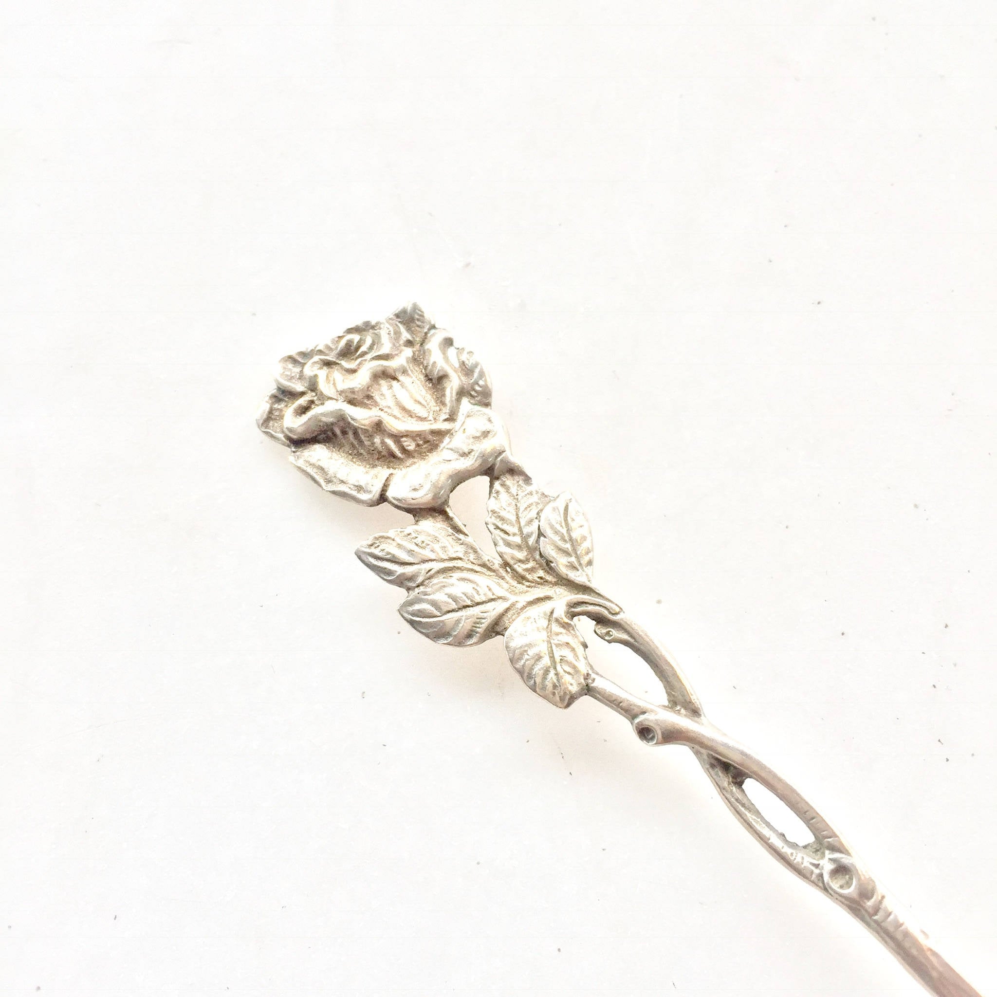 Antique Double Prong Fork | Cocktail Fork | Vintage Flatware | Sterling Silver | Pickle | Olive | Two Prongs | Ornate | Rose