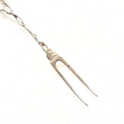 Antique Double Prong Fork | Cocktail Fork | Vintage Flatware | Sterling Silver | Pickle | Olive | Two Prongs | Ornate | Rose