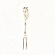 Antique Double Prong Fork | Cocktail Fork | Vintage Flatware | Sterling Silver | Pickle | Olive | Two Prongs | Ornate | Rose