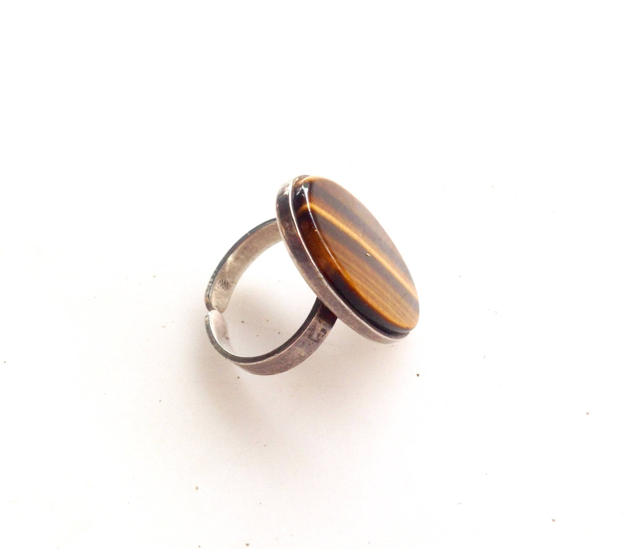 Vintage Sterling Silver and Tigers Eye Ring | Tiger's Eye Jewelry | Art Deco Ring | Tigers Eye Stone | Statement Ring | Brown and Black Ring