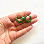 Vintage Green Bakelite Earrings | Creamed Spinach Bakelite | Marbled Apple Swirl | 1950s | Art Deco | Pierced Ears | hoop | Jewelry