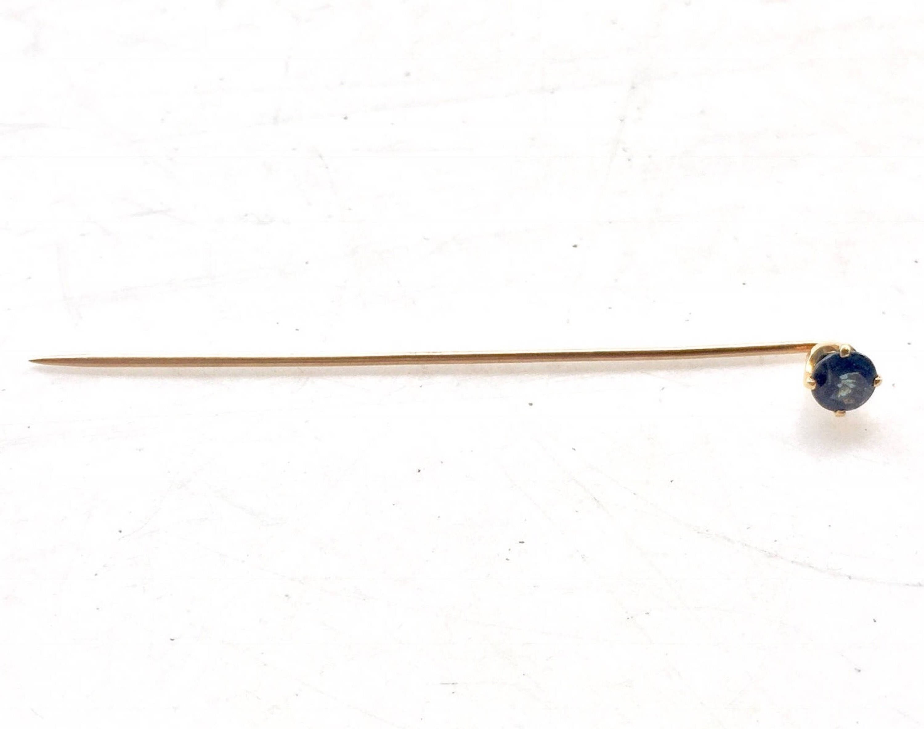 Vintage Gold Lapel Pin | Menswear | Blue Gemstone | Lapel Pin | 10K Gold | Groomsman | Formal Wear | gift for him | tie tac | tie pin| gold