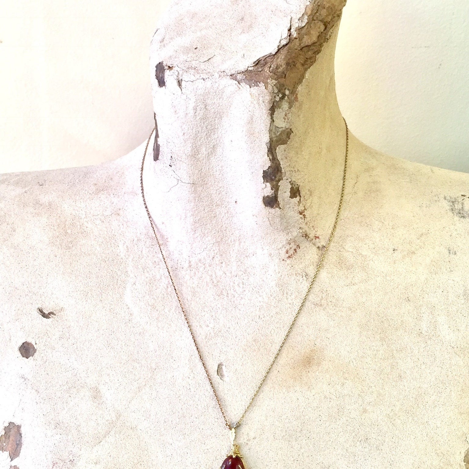 Carnelian Pendant | Gold Necklace | Vintage Jewelry | Gold Bezel | 14K | Orange | Red | stone | gold | antique jewelry | gold and carnelian