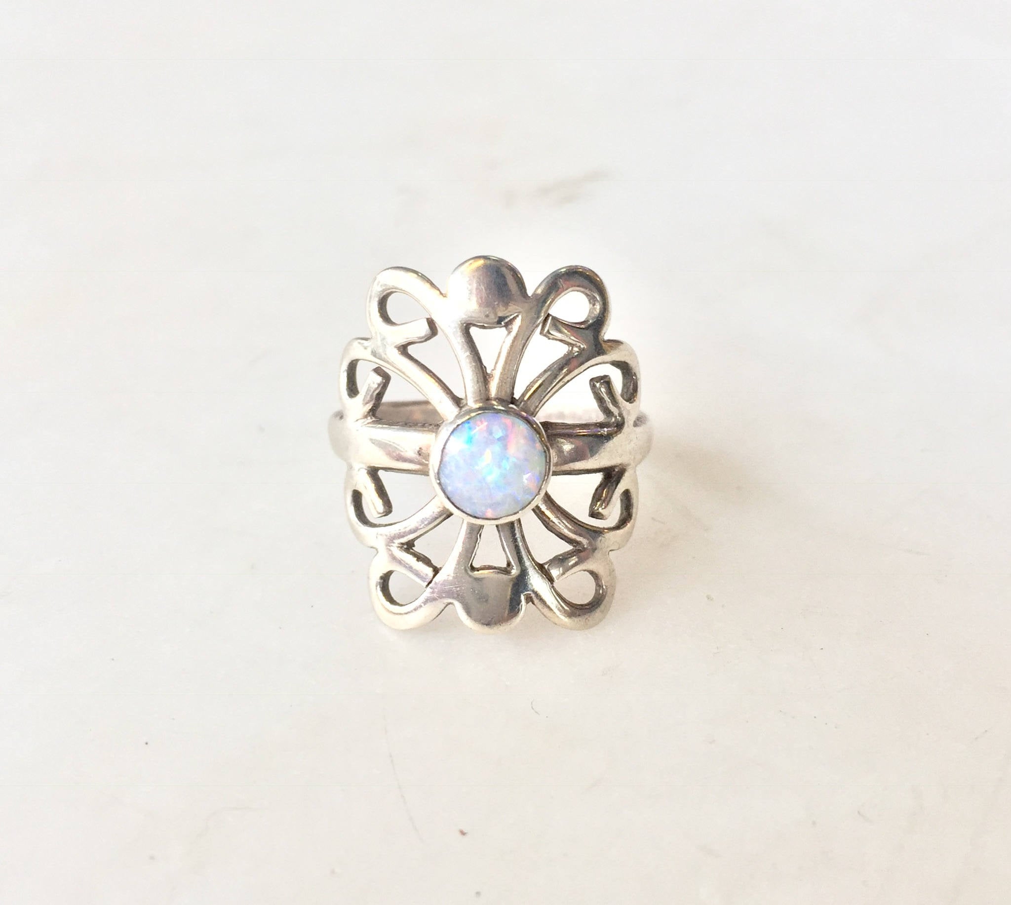 Opal ring | Vintage Ring | Jewelry | Natural Stone | Sterling Silver | 925 | Butterfly | Flower ring | ring | sterling ring| silver ring