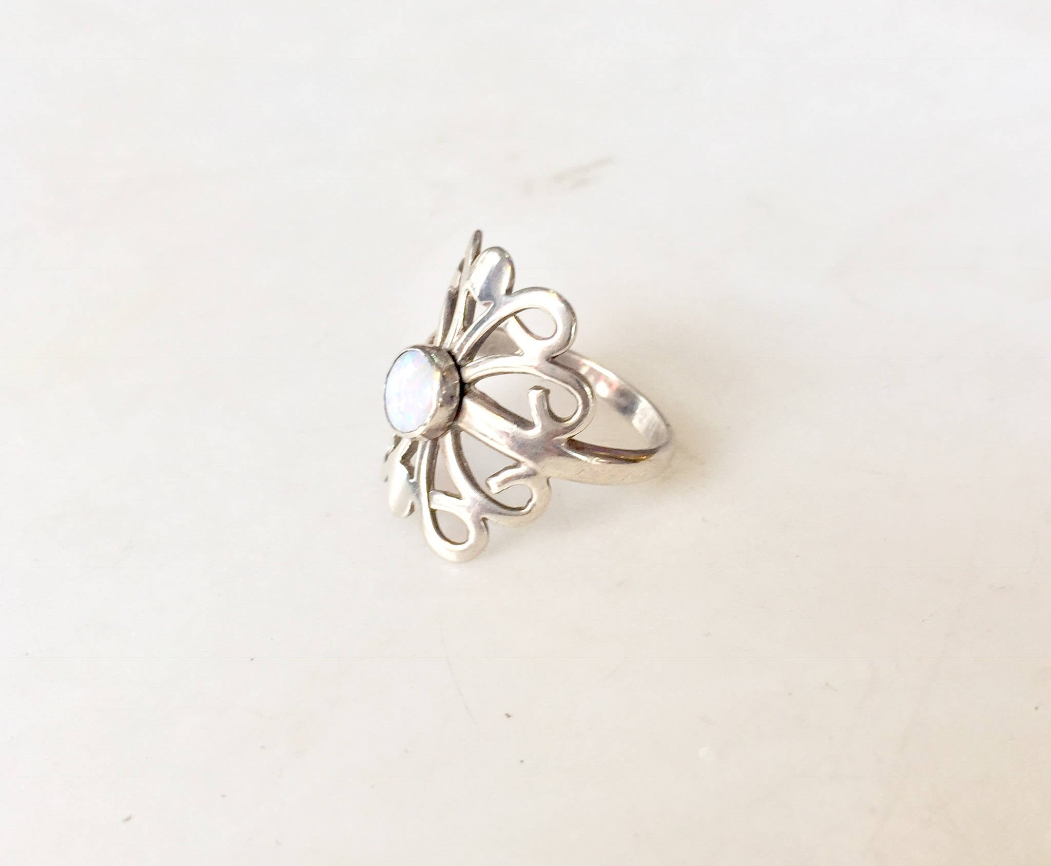 Opal ring | Vintage Ring | Jewelry | Natural Stone | Sterling Silver | 925 | Butterfly | Flower ring | ring | sterling ring| silver ring