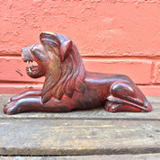Carved Wooden Lion | Hand Carved Lion Figurine | Lion Statue | Wood Carving | Lion Sculpture | Vintage Decor | Asian Decor | Hand Crafted