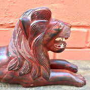 Carved Wooden Lion | Hand Carved Lion Figurine | Lion Statue | Wood Carving | Lion Sculpture | Vintage Decor | Asian Decor | Hand Crafted