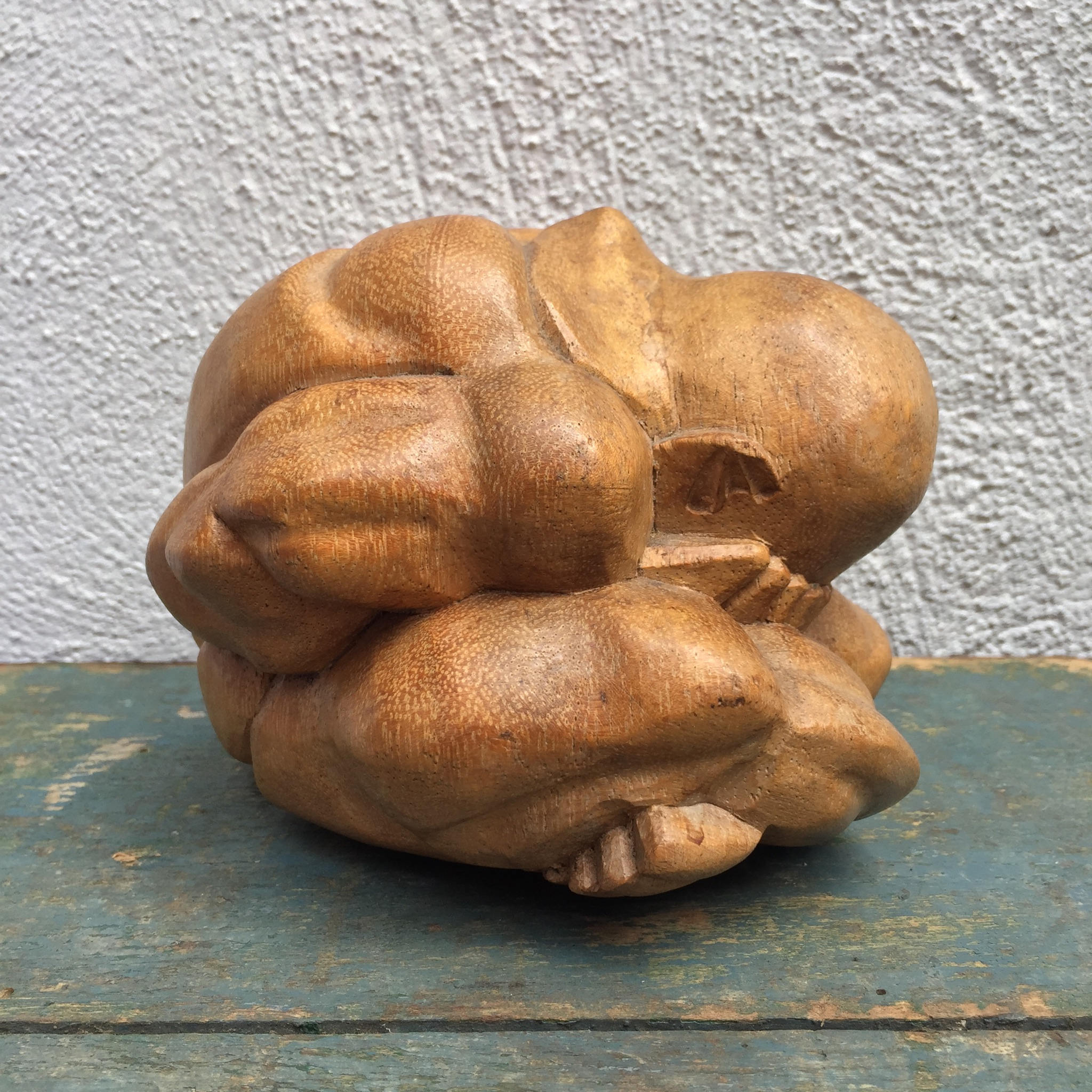 Japanese Weeping Buddha | Wood Carved Buddha | Hand Carved | Yogi Man | Weeping Buddha | Wood Carved | Vintage Decor | Asian Decor