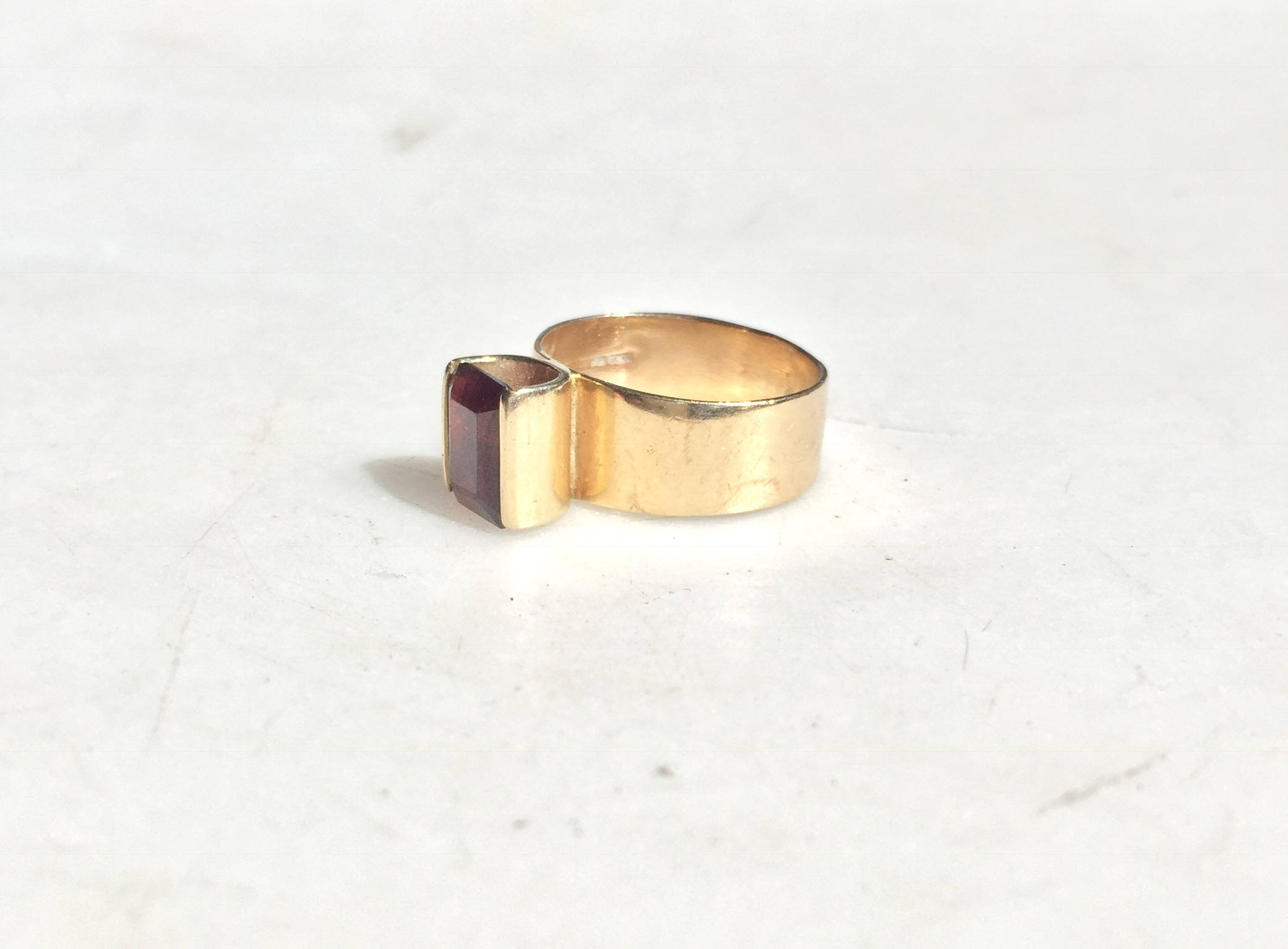14 Karat Yellow Gold and Garnet Ring | Emerald Cut | Vintage Jewelry | Yellow Gold | 14K | Garnet | Red Stone | Engagement Ring | Gift