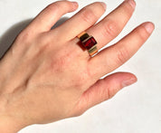 14 Karat Yellow Gold and Garnet Ring | Emerald Cut | Vintage Jewelry | Yellow Gold | 14K | Garnet | Red Stone | Engagement Ring | Gift