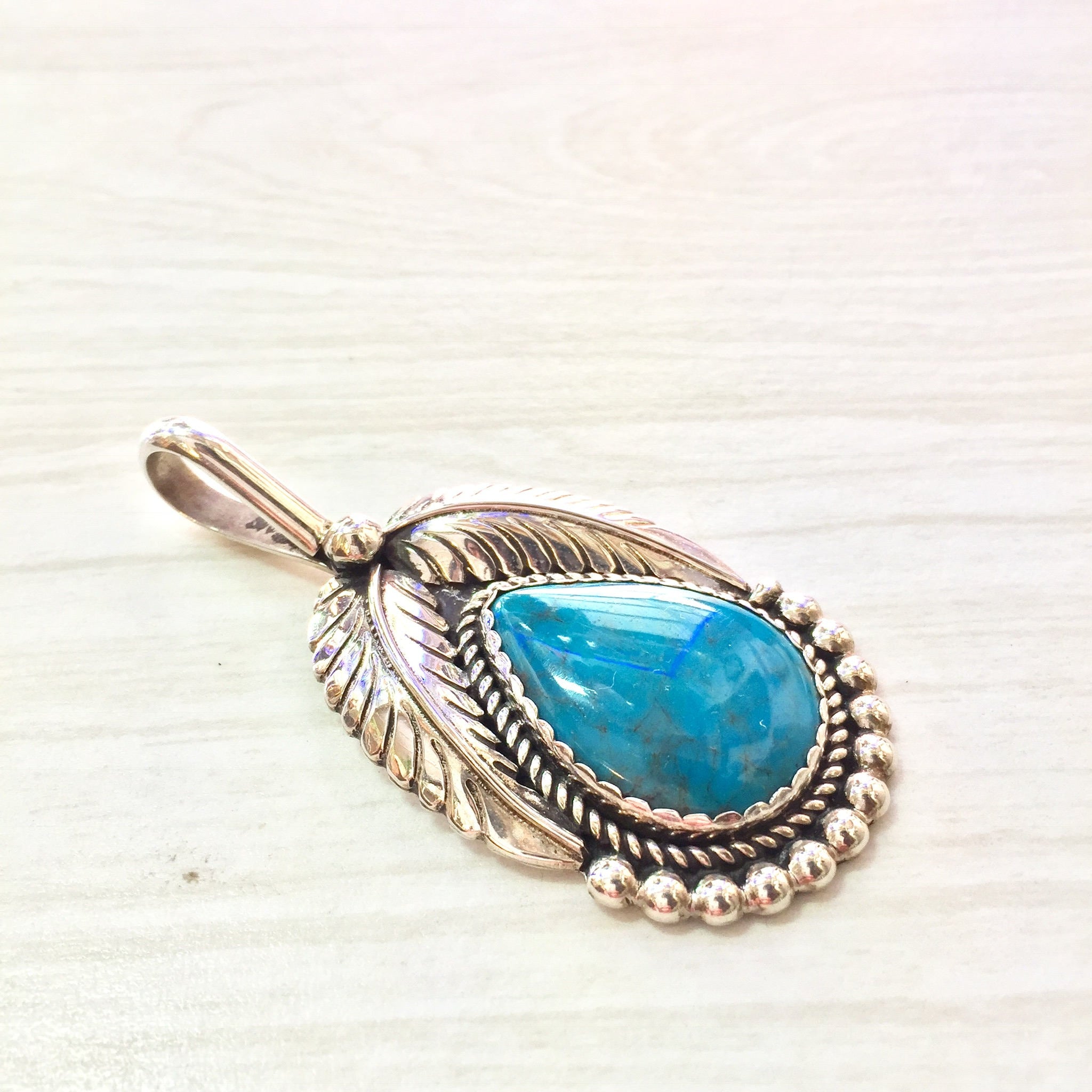 Vintage Southwestern Turquoise Pendant | Sterling Silver Pendant | Turquoise Jewelry | Bohemian Style | Boho Jewelry | Hippie Jewelry |