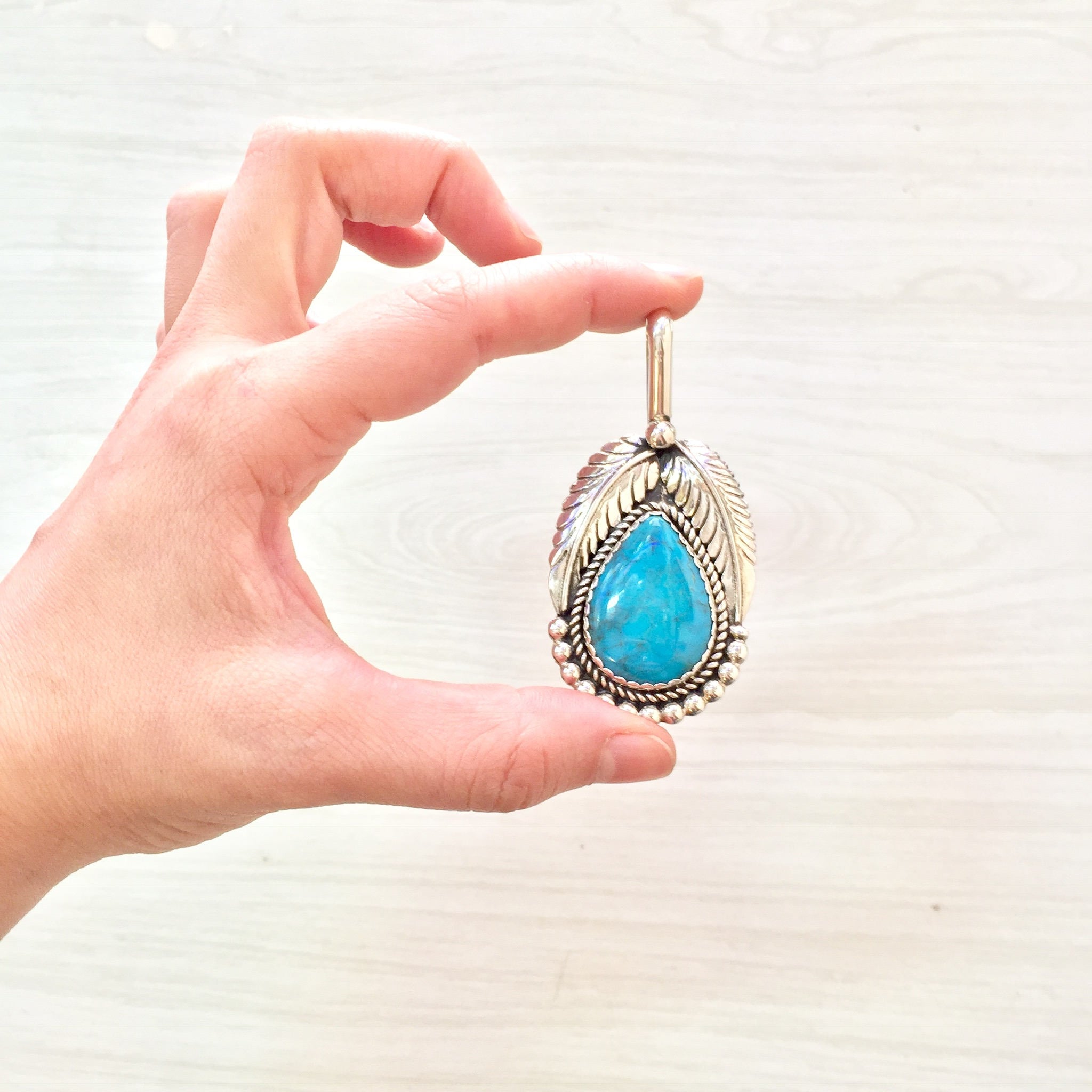 Vintage Southwestern Turquoise Pendant | Sterling Silver Pendant | Turquoise Jewelry | Bohemian Style | Boho Jewelry | Hippie Jewelry |