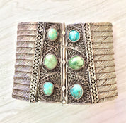 Middle Eastern Sterling Silver | Filagree Design | Turquoise Jewlery | Statement Bracelet | Sterling Silver | Ethnic Jewelry | Gift Idea