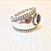 Black Onyx Cuff Bracelet | Sterling Silver Jewelry | Southwestern Style | Vintage Jewelry | Ethnic | Tribal Style | Gift For Her | Onyx