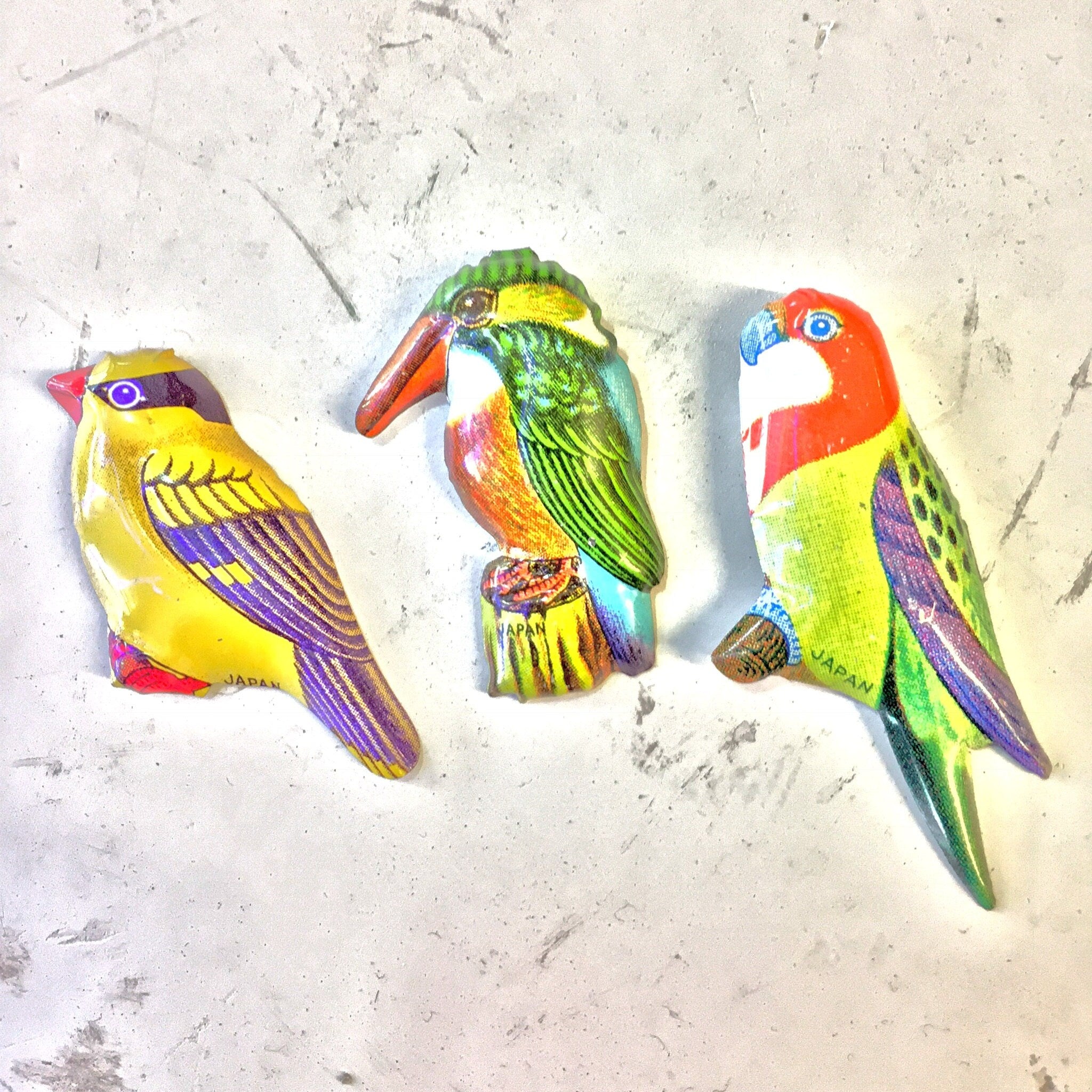 Vintage Metal Bird Pins | Bird Brooch | Set of Three Pins | Vintage Pin | Brooch | Bird | Tropical Birds | Japan |