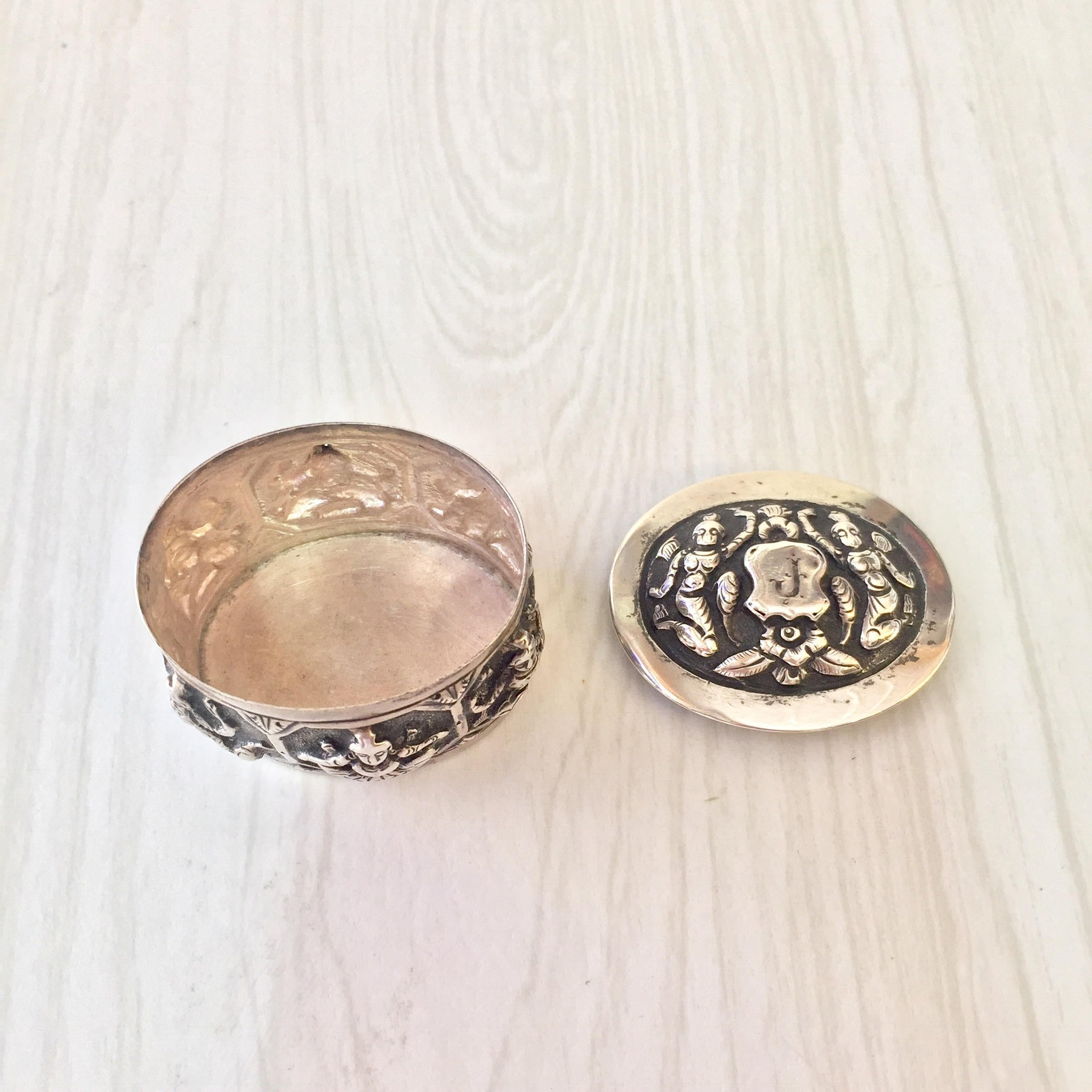 Monogrammed Trinket Box | Sterling Silver Box | Small Knick Knack Box | Vintage Jewelry Box | Southeast Asian Silver Box | Organization