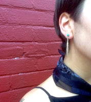 Vintage Silver Feather Earrings | Boho Feather Jewlery | Turquoise Stone Earrings | Southwestern Silver | Vintage Dangle Earrings