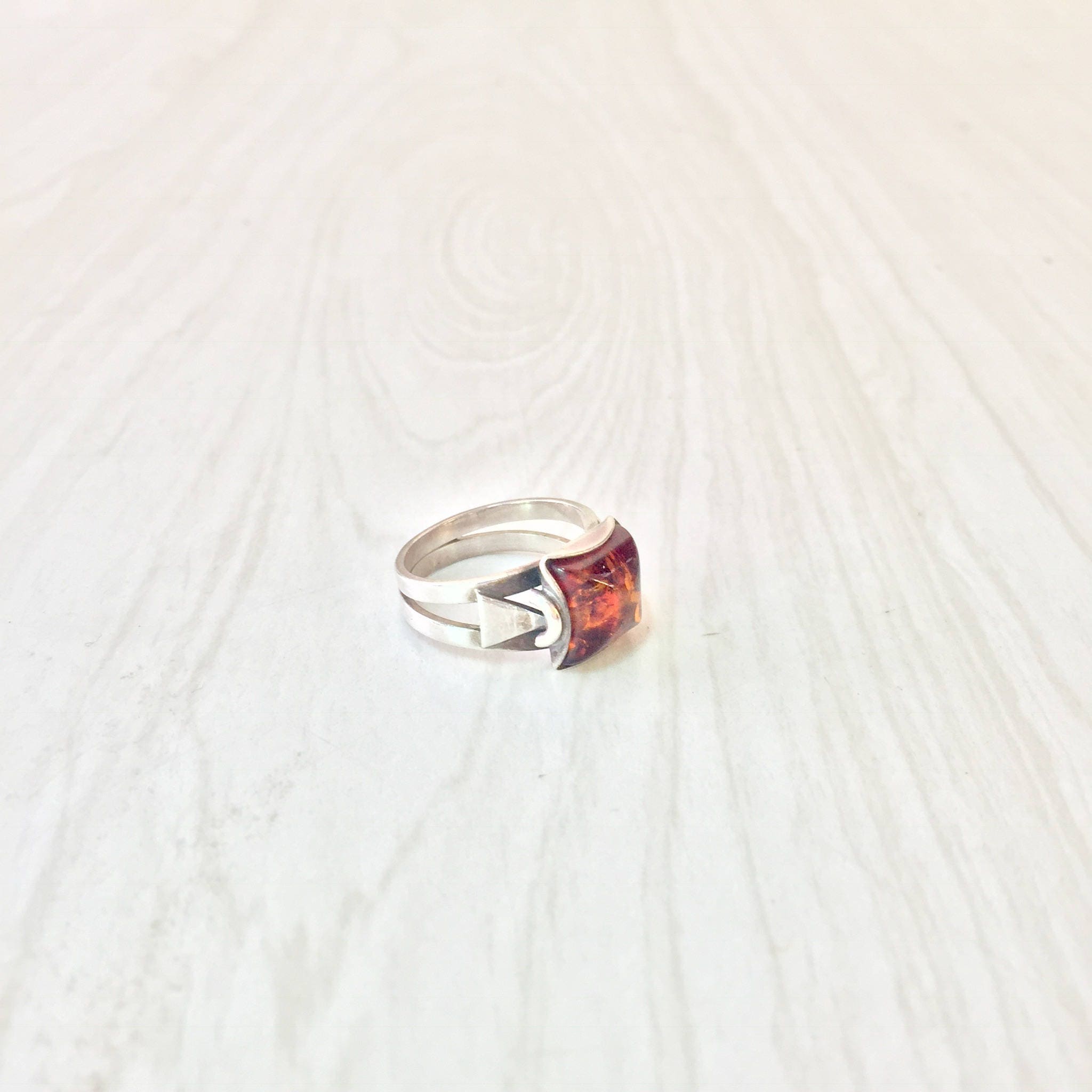 Vintage Silver Ring | Vintage Jewelry | Amber Stone Ring | Amber Jewelry | 925 Jewelry | Orange | Amber | Sterling Silver | Baltic Amber