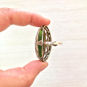 Sterling Silver Ring Jade | Jade cabochon | Jade Jewelry | Filagree | Vintage Ring | Jewelry | Gift for Her | Statement Ring