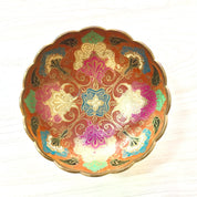 Indian Brass Enamel Bowl | Pedestal Bowl | Made in India | Enameled Bowl | Home Decor | Housewarming Gift | Boho Decor | Decorative Bowl