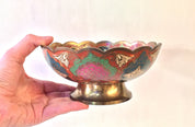 Indian Brass Enamel Bowl | Pedestal Bowl | Made in India | Enameled Bowl | Home Decor | Housewarming Gift | Boho Decor | Decorative Bowl