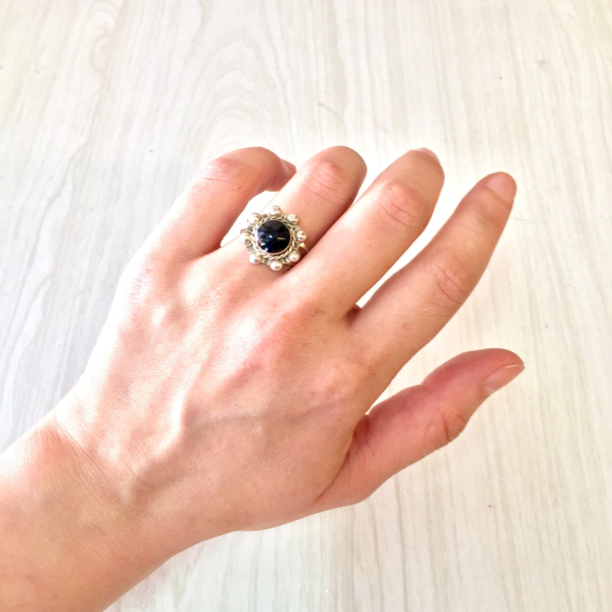 Vintage Sterling Silver Ring | Black Onyx Ring | Southwestern Style Jewelry | Bohemian Jewelry | Boho Ring | Vintage Jewelry | Gift for Her