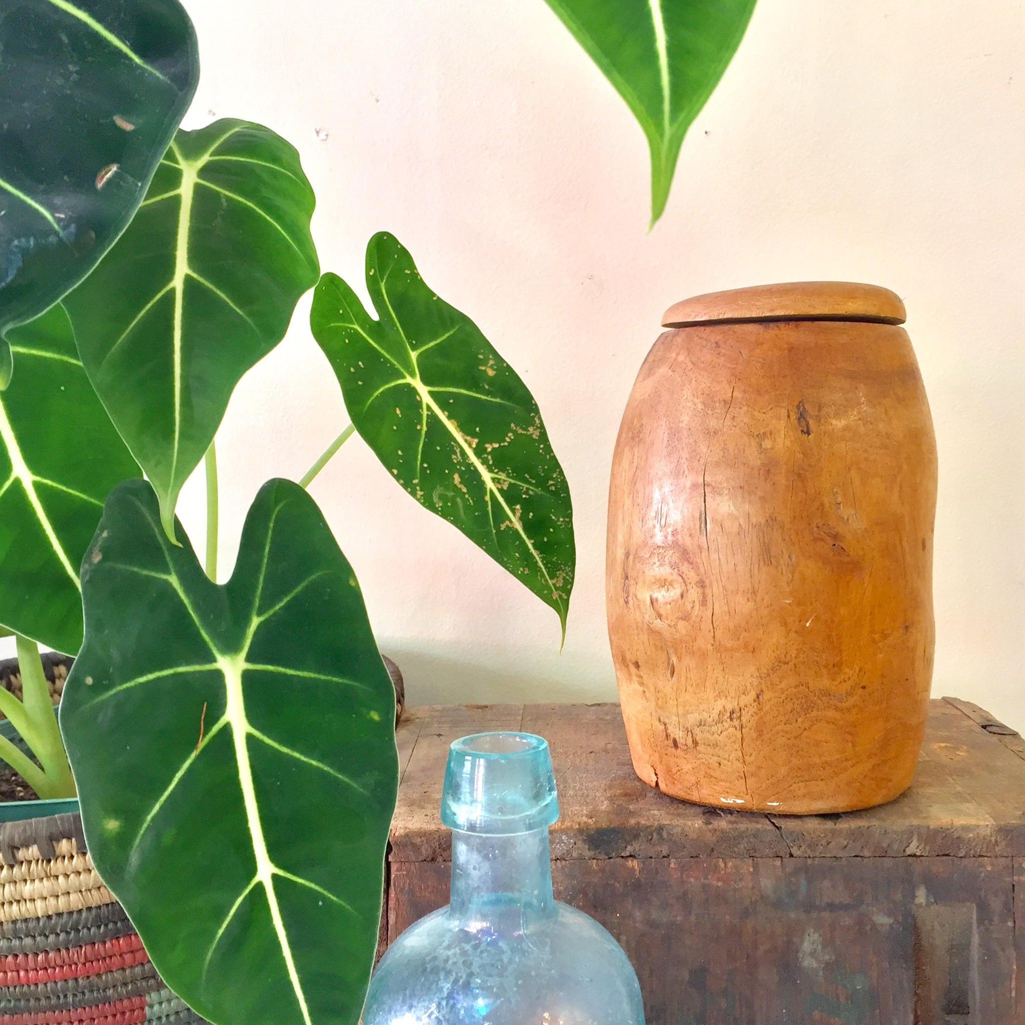 Hollow Wooden Form | Hand Carved Wooden Vessel | Lidded Wooden Jar | Vintage Home Decor | Bohemian Home | Holiday Gift Idea | Carved Wood
