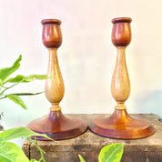 Farber and Shlevin Candlesticks | Wooden Candlesticks | Wood Carved | Home Decor | Bohemian Home | Candlestick Set | Housewarming Gift |