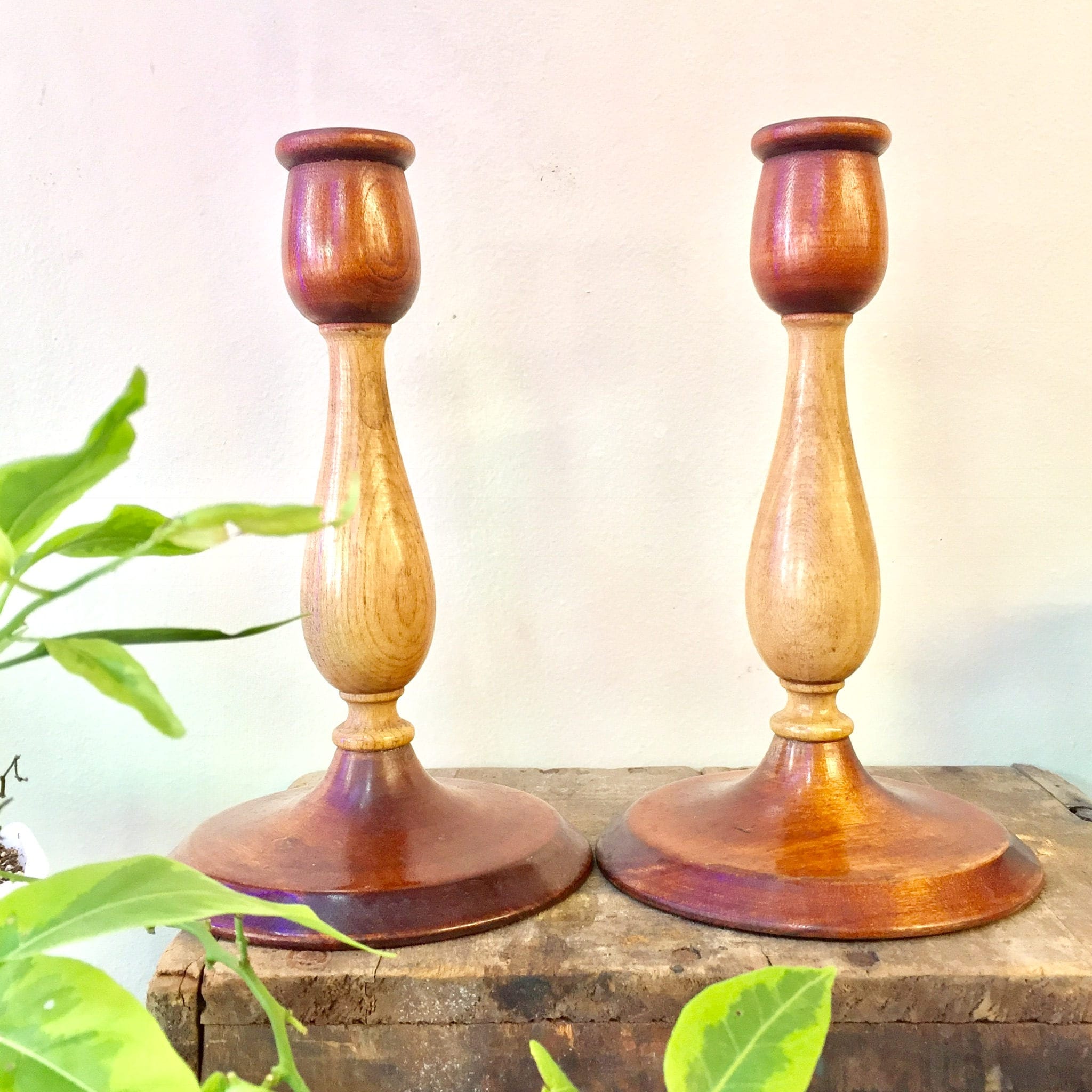 Farber and Shlevin Candlesticks | Wooden Candlesticks | Wood Carved | Home Decor | Bohemian Home | Candlestick Set | Housewarming Gift |