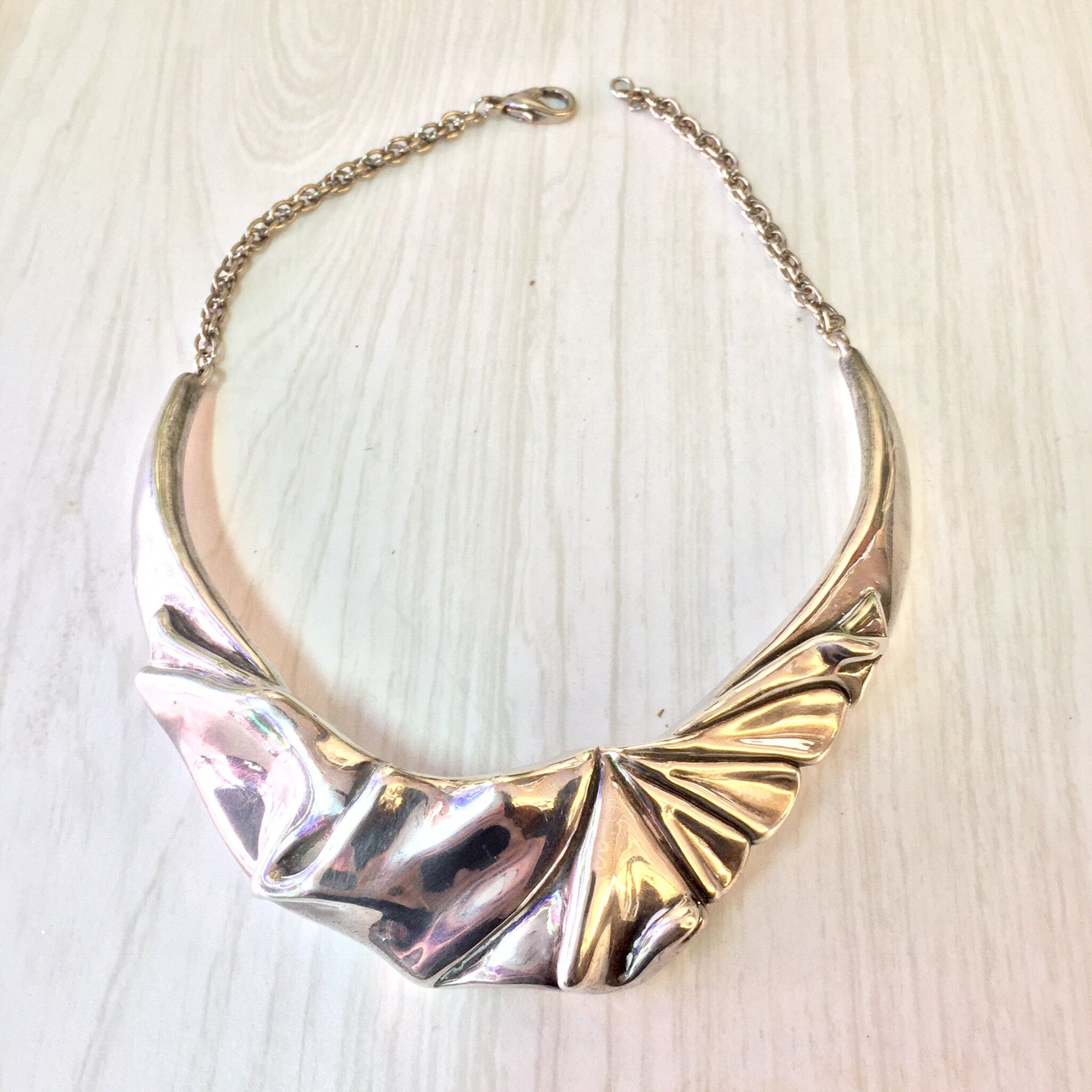 Sterling Silver Choker | Silver Collar Necklace | Vintage Jewelry | Bohemian Jewelry | Boho Style | Gift for Her | Abstract Jewelry |