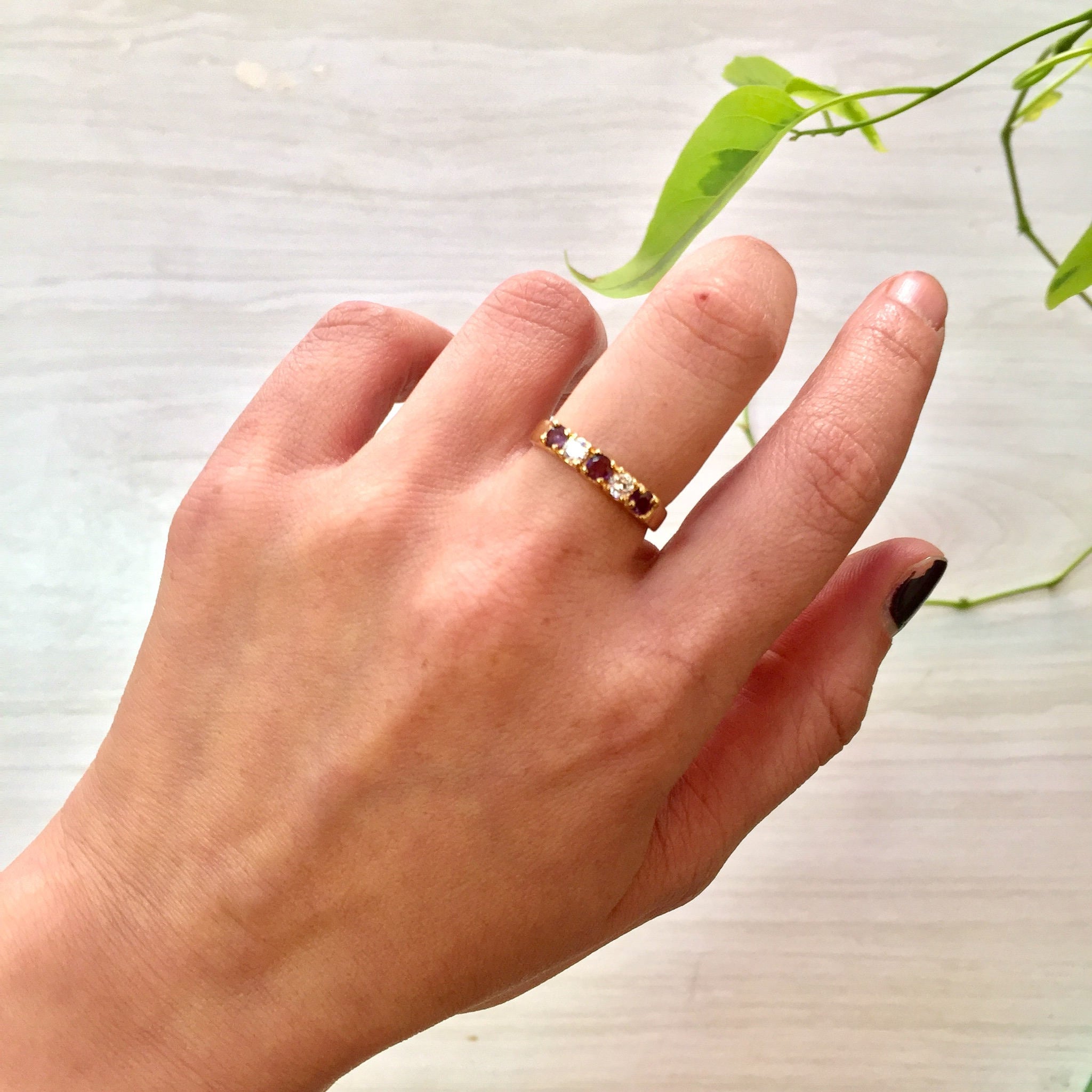 Gold Diamond Ring | Amethyst and Gold | Vintage Diamond and Stone | 14k Gold Ring | 14K Amethyst Ring | Vintage Jewlery | gold ring