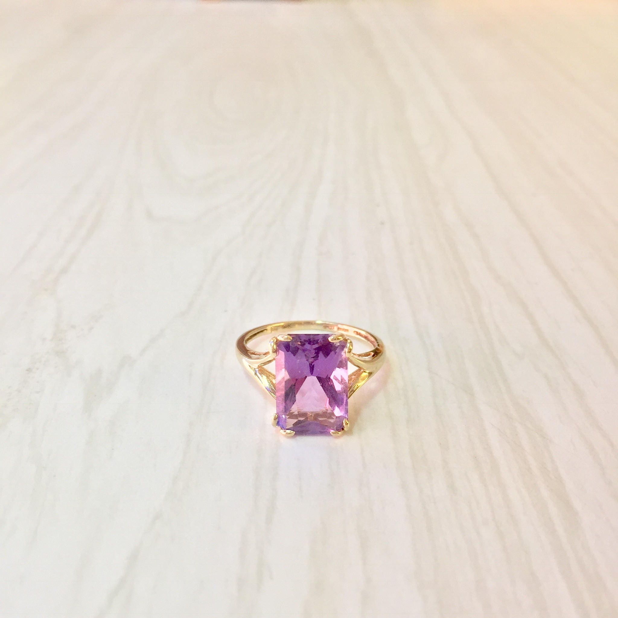 14 Karat Gold Amethyst Ring | Amethyst Jewelry | Gold | 14K | Emerald Cut Amethyst | Engagement Ring | Statement Ring | Precious Stones |