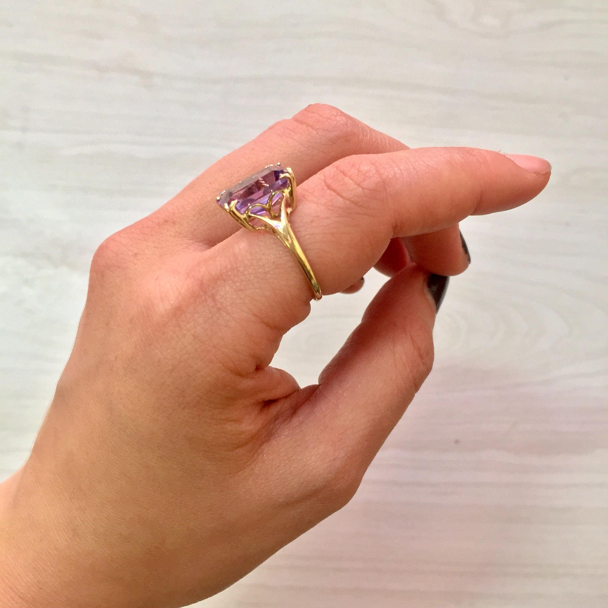 14 Karat Gold Amethyst Ring | Amethyst Jewelry | Gold | 14K | Emerald Cut Amethyst | Engagement Ring | Statement Ring | Precious Stones |