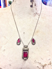 Sterling Silver Jewelry | Vintage Jewelry | Marcasite Jewelry | Antique Jewelry | Vintage Necklace | Marcasite Necklace | Ruby Necklace