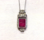 Sterling Silver Jewelry | Vintage Jewelry | Marcasite Jewelry | Antique Jewelry | Vintage Necklace | Marcasite Necklace | Ruby Necklace