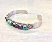 Sterling Bracelet | Cuff Bracelet | Silver Jewelry | Vintage Jewelry | Vintage Silver | Turquoise | Onyx | Purple | Vintage Turquoise