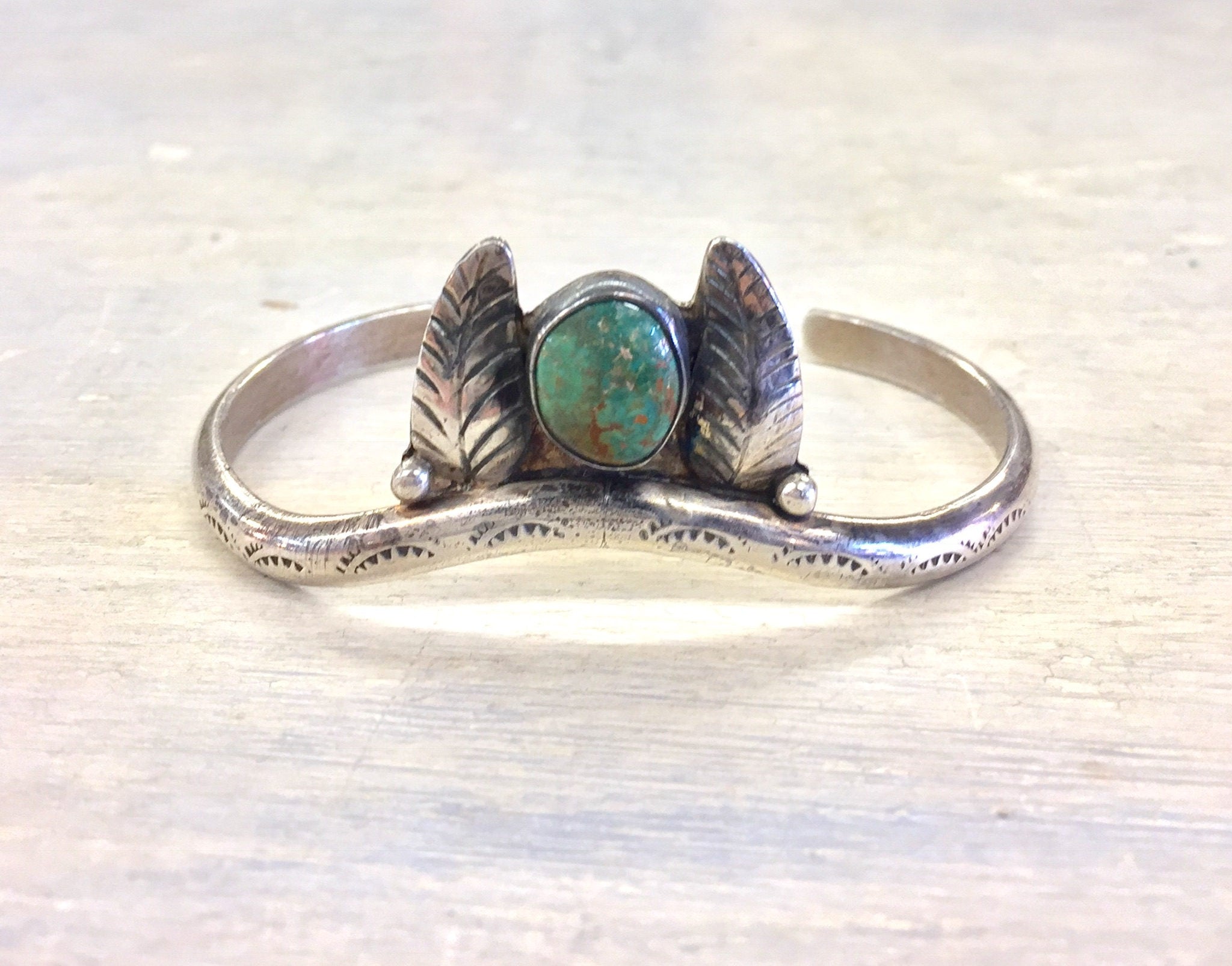 Vintage Sterling Silver Cuff Bracelet | Vintage Jewelry | Turquoise Bracelet | south west Turquoise | Cuff Bracelet | Feather Jewelry | gift