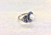 Sterling Silver Jewelry | Silver Jewelry | Silver Ring | Engagement Ring | Pearl Ring | Vintage Jewelry | Vintage Ring | Vintage Silver