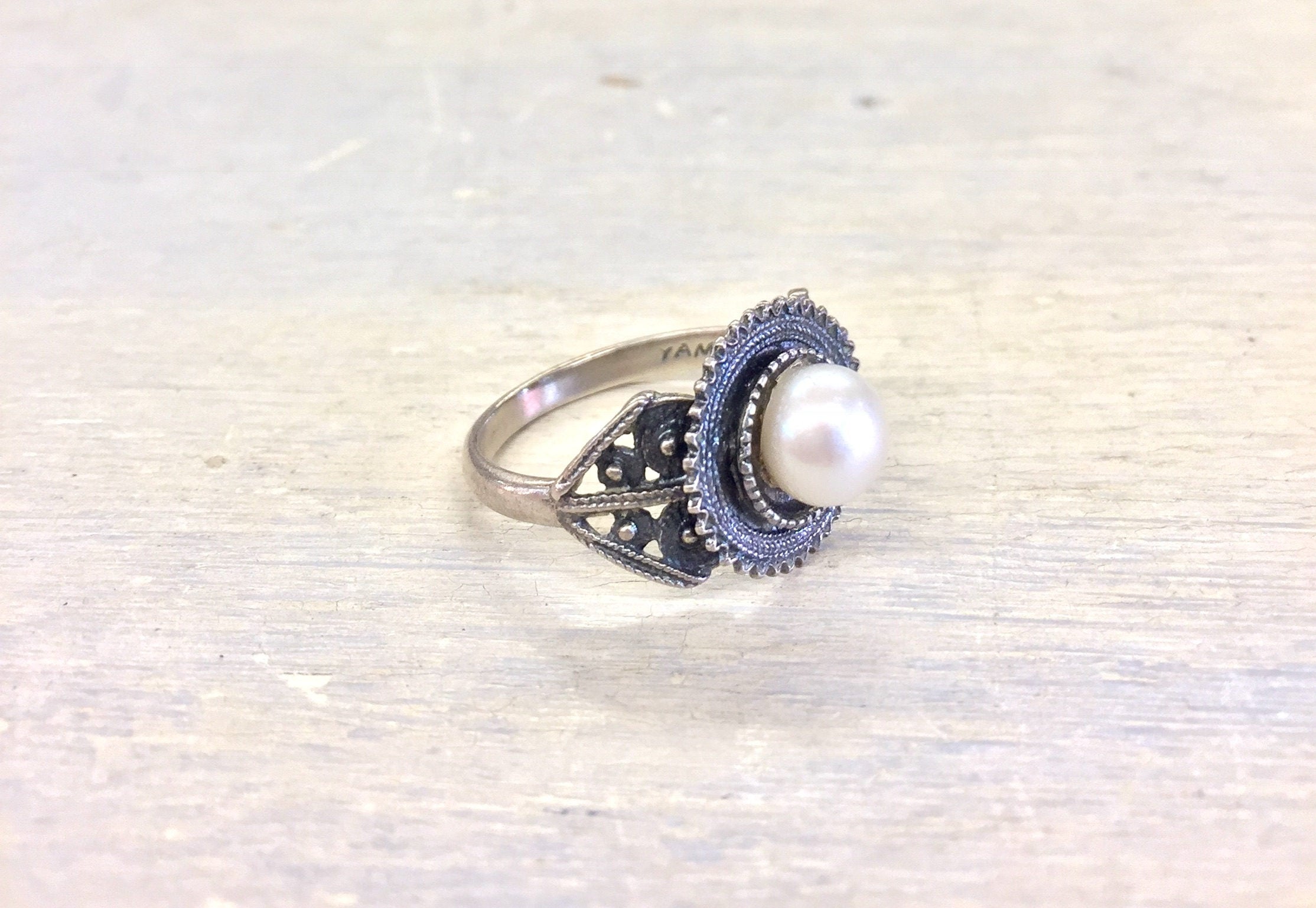 Sterling Silver Jewelry | Silver Jewelry | Silver Ring | Engagement Ring | Pearl Ring | Vintage Jewelry | Vintage Ring | Vintage Silver
