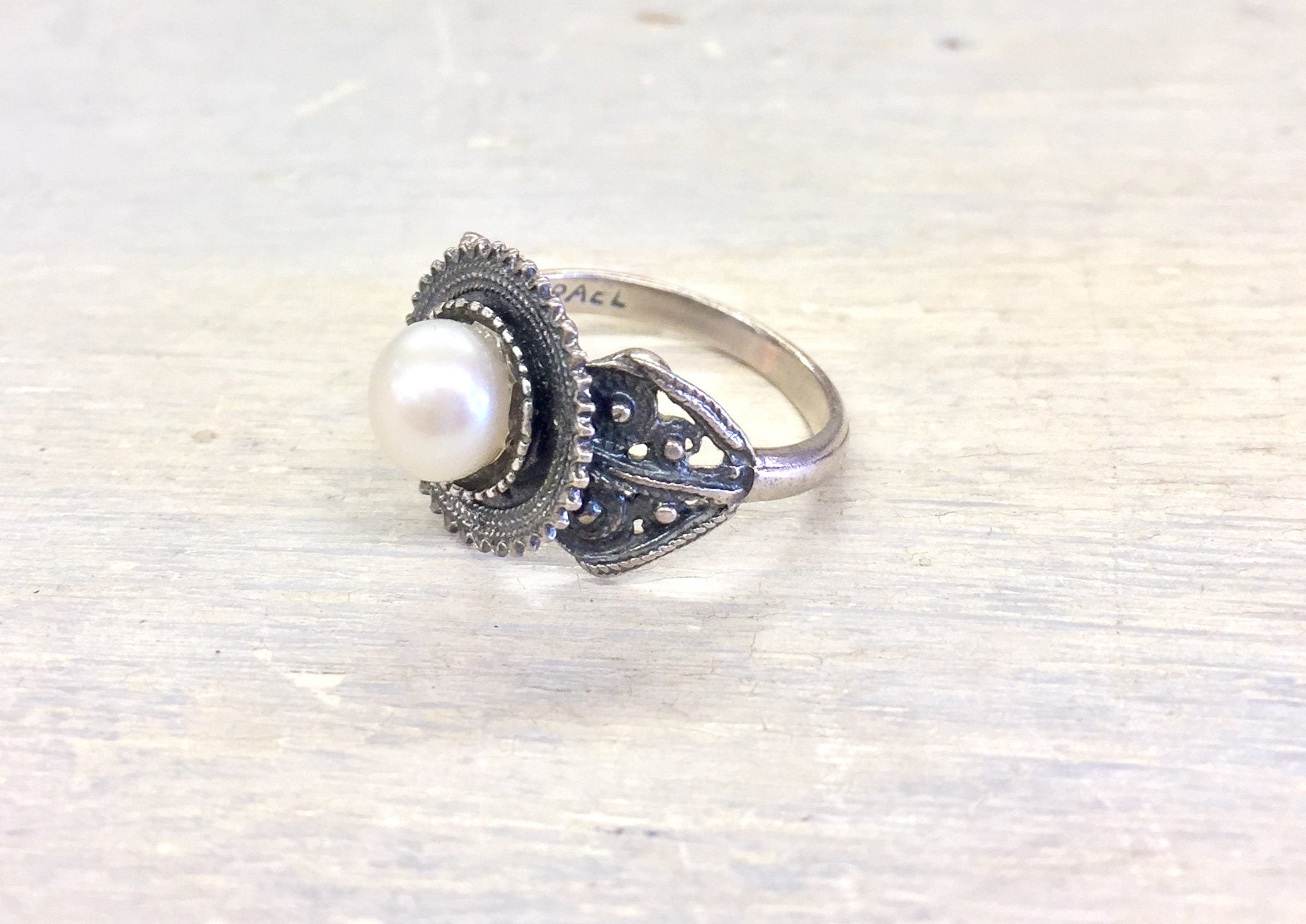 Sterling Silver Jewelry | Silver Jewelry | Silver Ring | Engagement Ring | Pearl Ring | Vintage Jewelry | Vintage Ring | Vintage Silver
