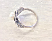Sterling Silver Jewelry | Silver Jewelry | Silver Ring | Engagement Ring | Pearl Ring | Vintage Jewelry | Vintage Ring | Vintage Silver