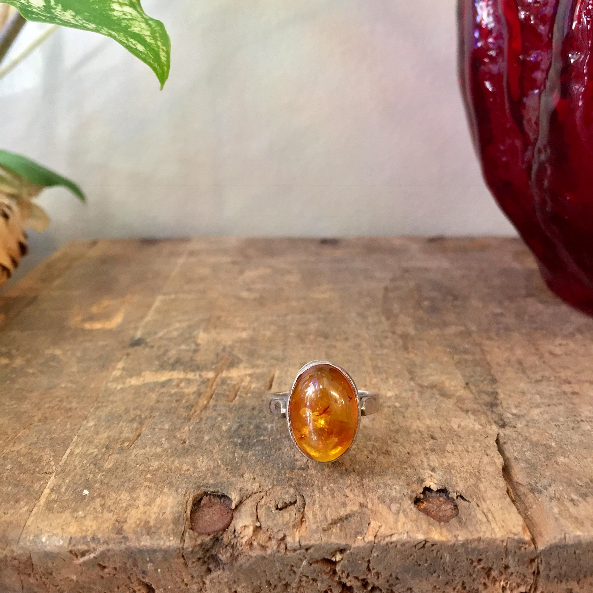 Sterling Silver and Amber Ring with Filagree Setting | Amber Jewelry | Vintage Ring | Statement Ring | Vintage Jewelry | Filagree Jewelry