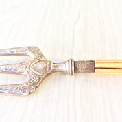 Victorian Bread Fork | Antique Serving Fork | Bone Handle | Engraved Design | Toast Fork | Antique Silverware | Victorian Silverware |